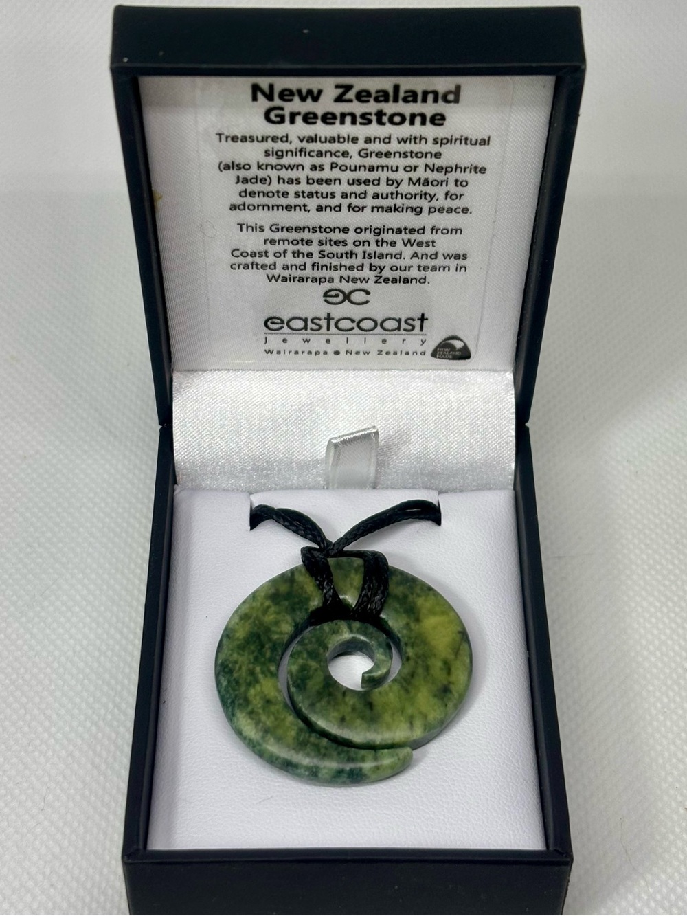 New Zealand Greenstone Jade Spiral Pendant Necklace